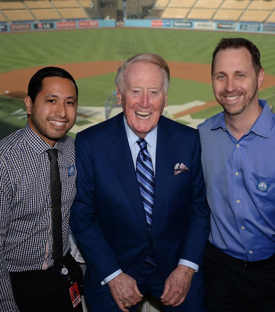 Matt with the great Vin Scully (and great Jon Weisman)